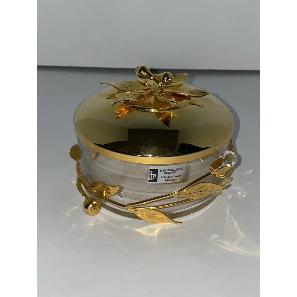 Echt‎ Kristall Glas Handarbeit Weidensteiner Frauenau Trinket Glass+Gold German